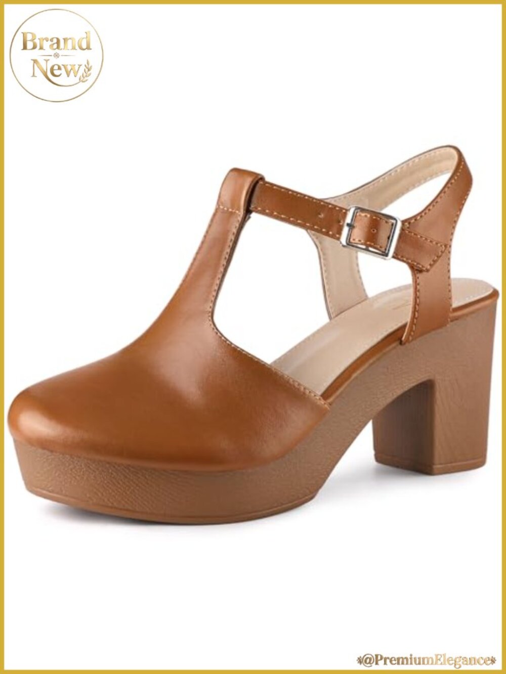Women's Faux Leather Chunky Heel Platform Mules Sandals